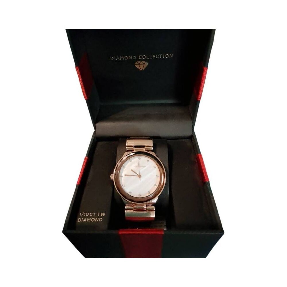 Diamond Collection Rose Gold Ladies Watch .10Ct. Genuine Diamond Watch